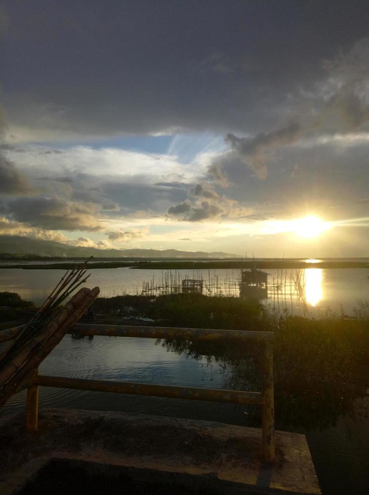 a Limboto lake view in the afternoon. photo