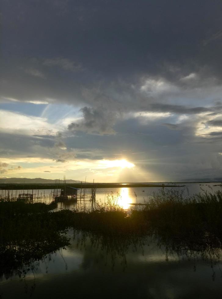 a Limboto lake view in the afternoon. photo