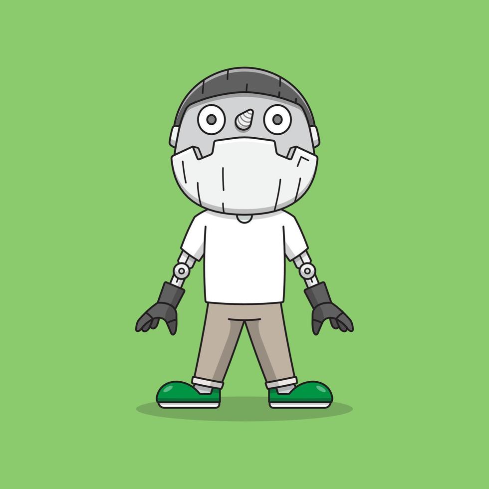 Cute robot with fashionable dress vector