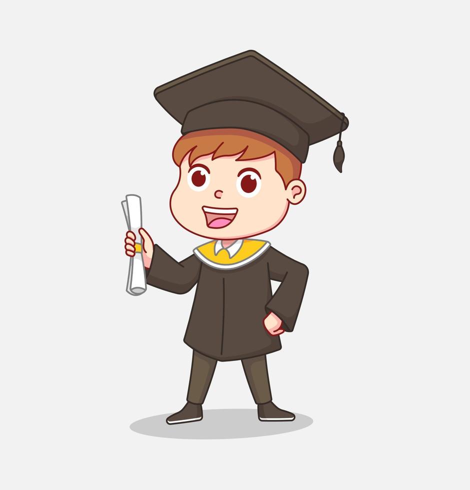 Cute guy is graduating and getting a degree vector