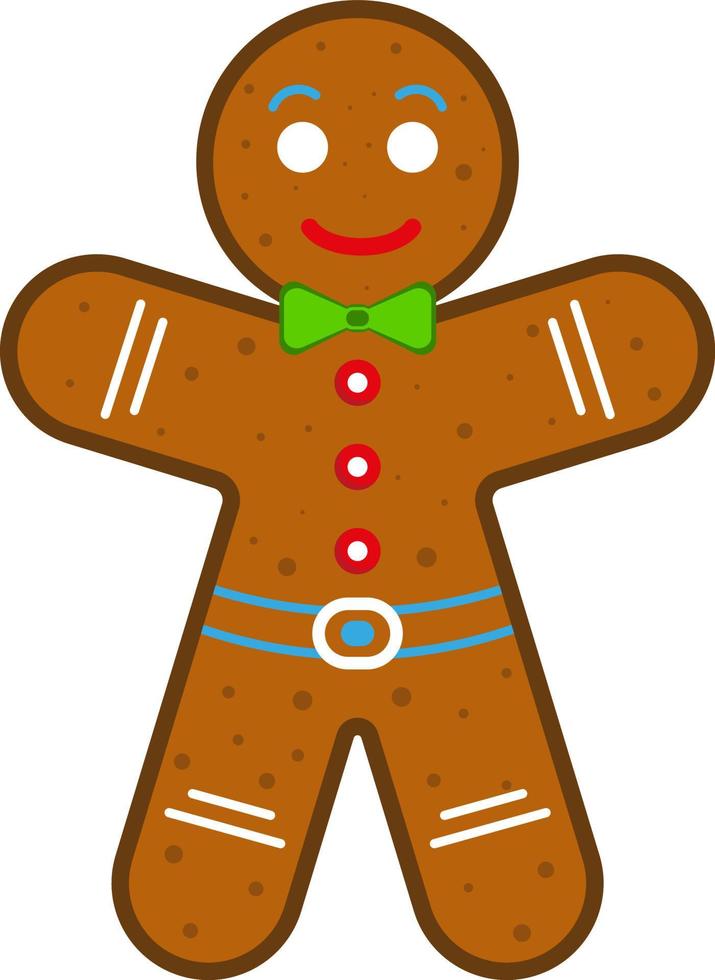 Gingerbread man on white background. Vector illustration, symbol of New Year