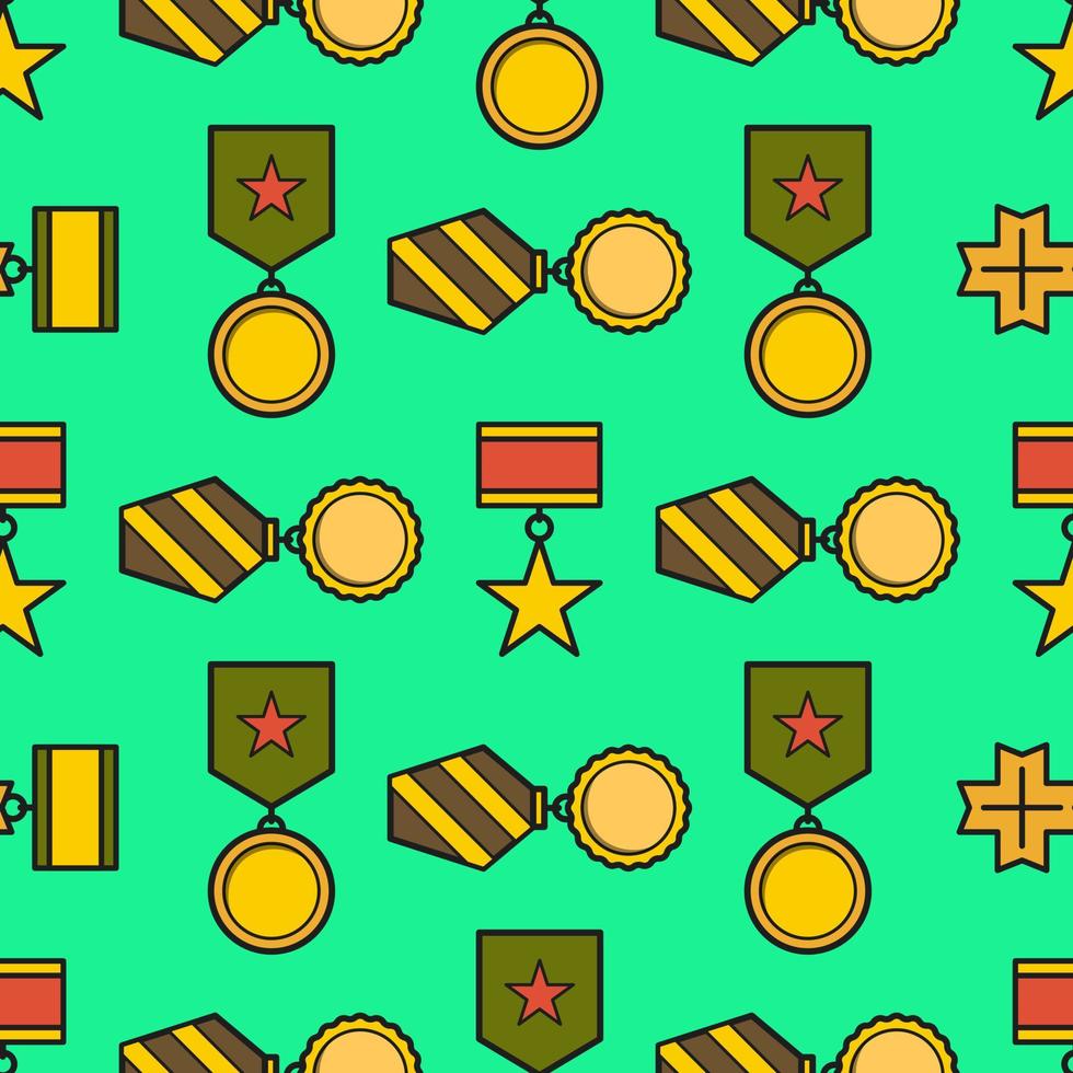 Medals seamless pattern, military pattern with medals, veterans day vector