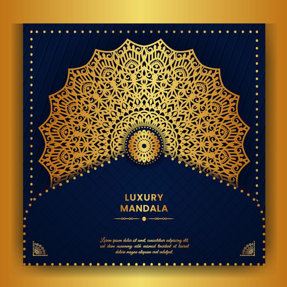 Modern square golden mandala background design abstract vector