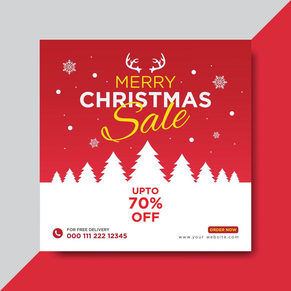 Merry Christmas Sale Social Media Banner Post Design Template vector