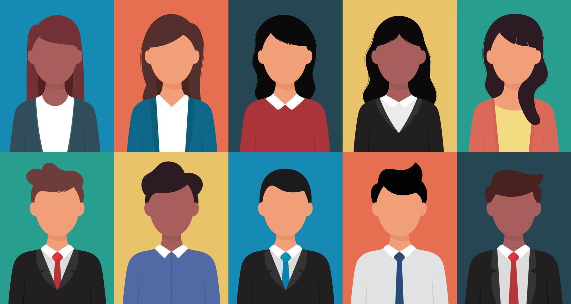 Icon set of male and female flat style design vector
