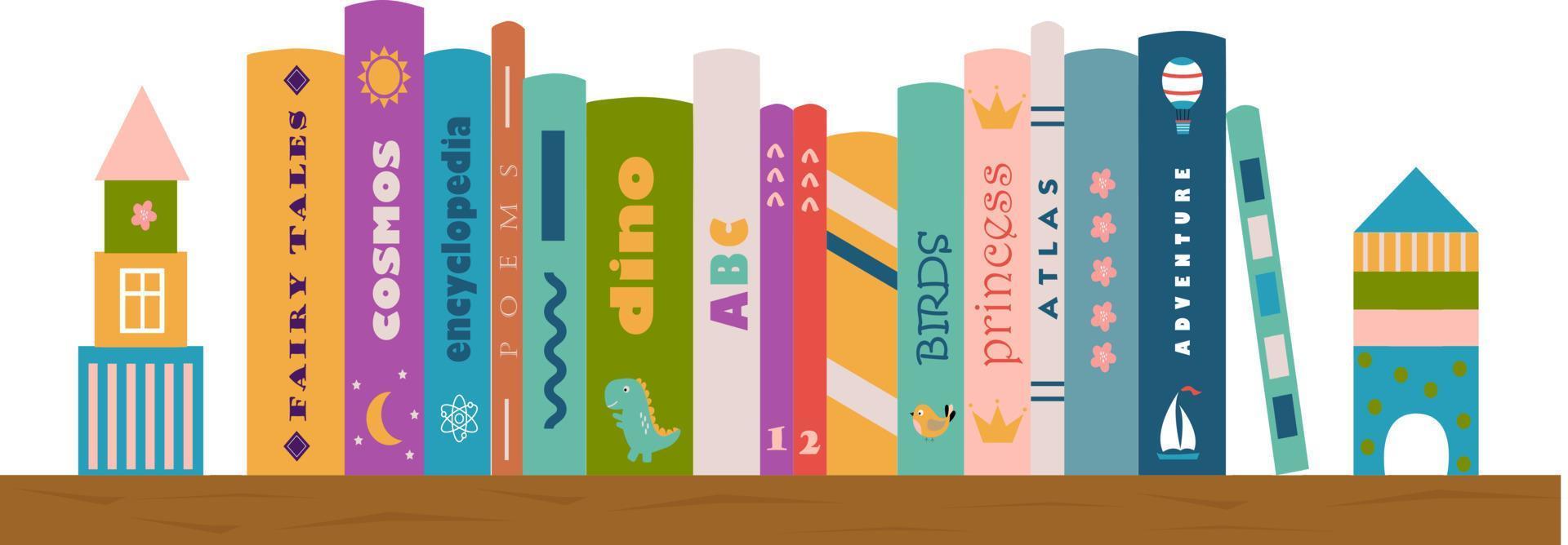 childrens books shelf vector