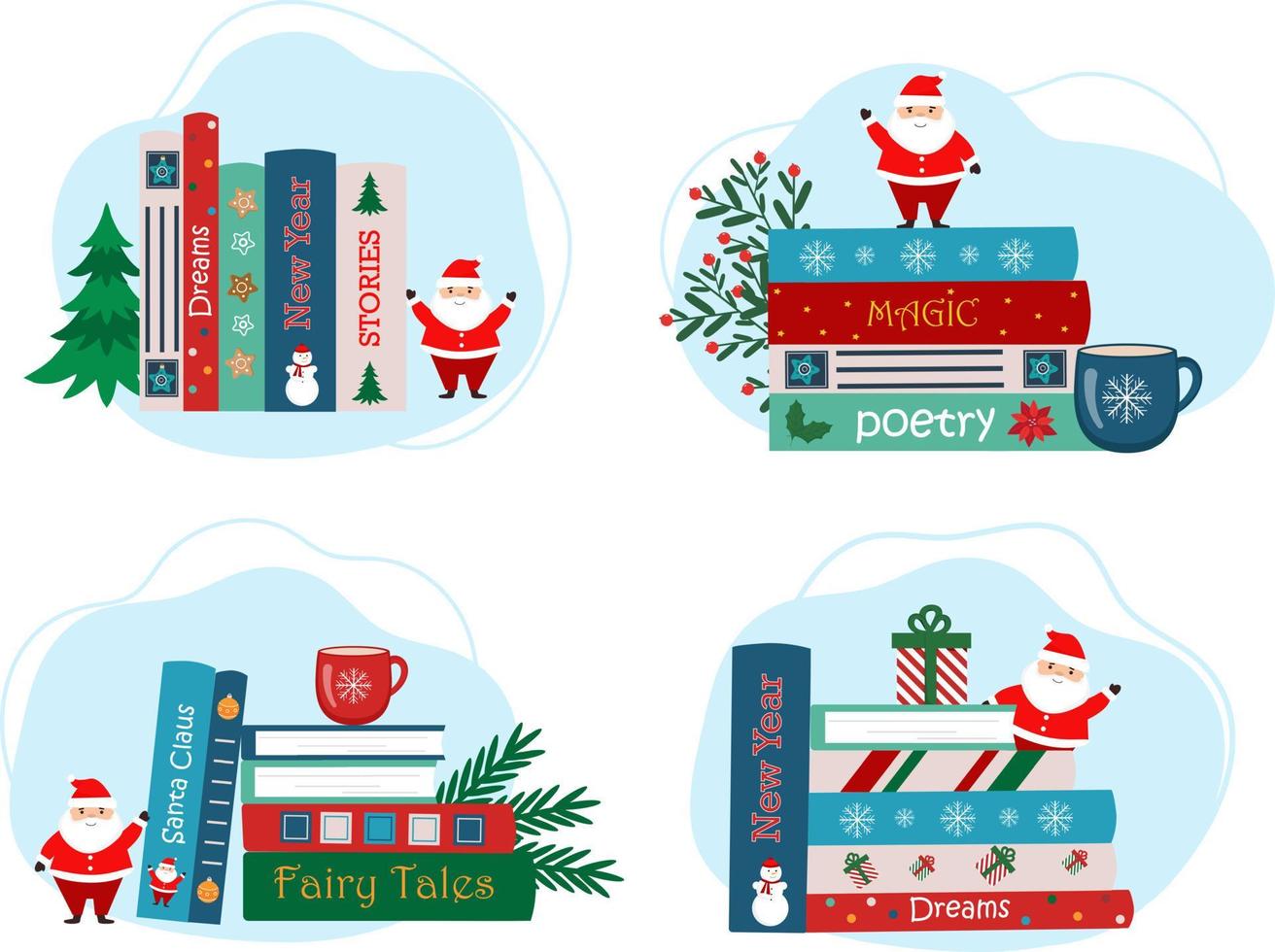 Christmas books set vector