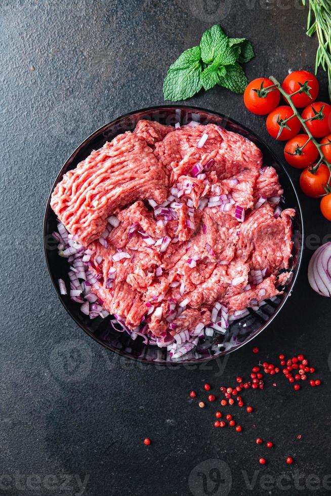 raw minced meat forcemeat lamb, pork, beef meal photo