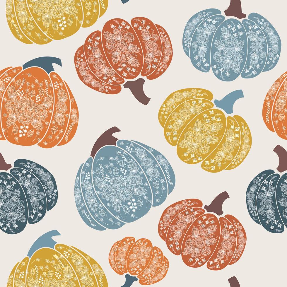 Seamless pumpkins pattern. vector