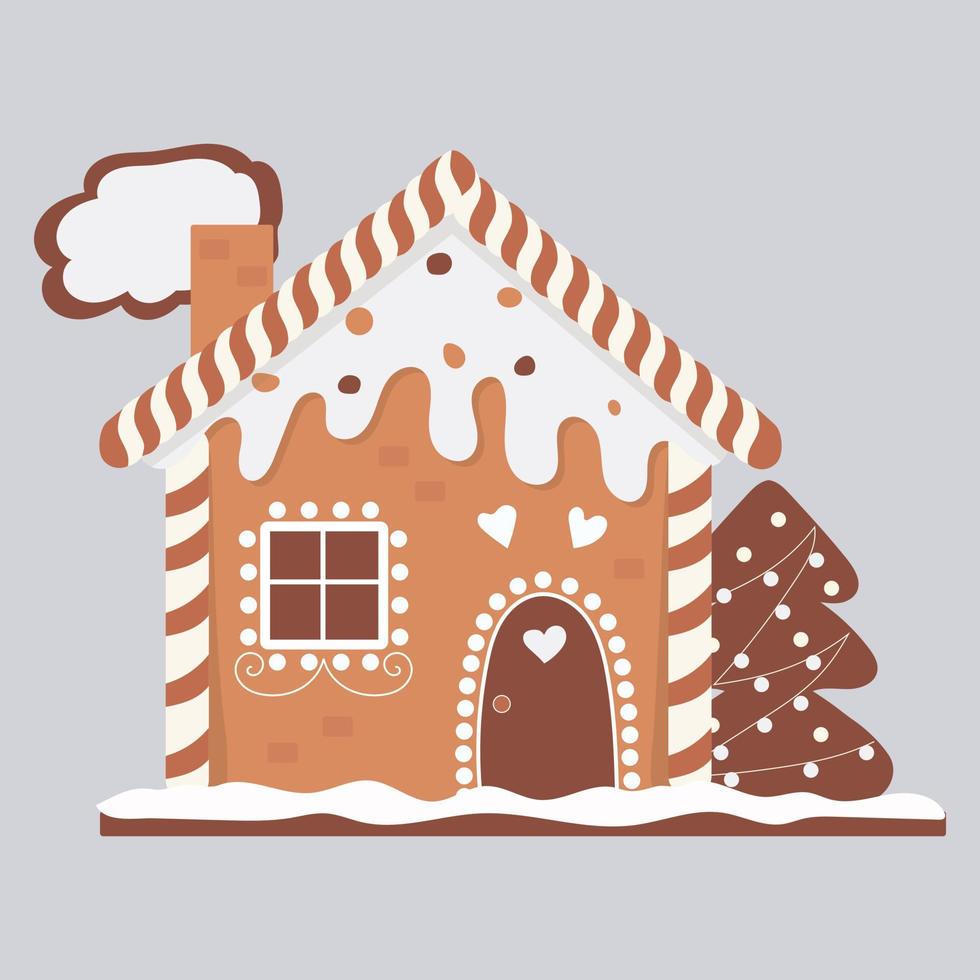 Gingerbread house cookie vector