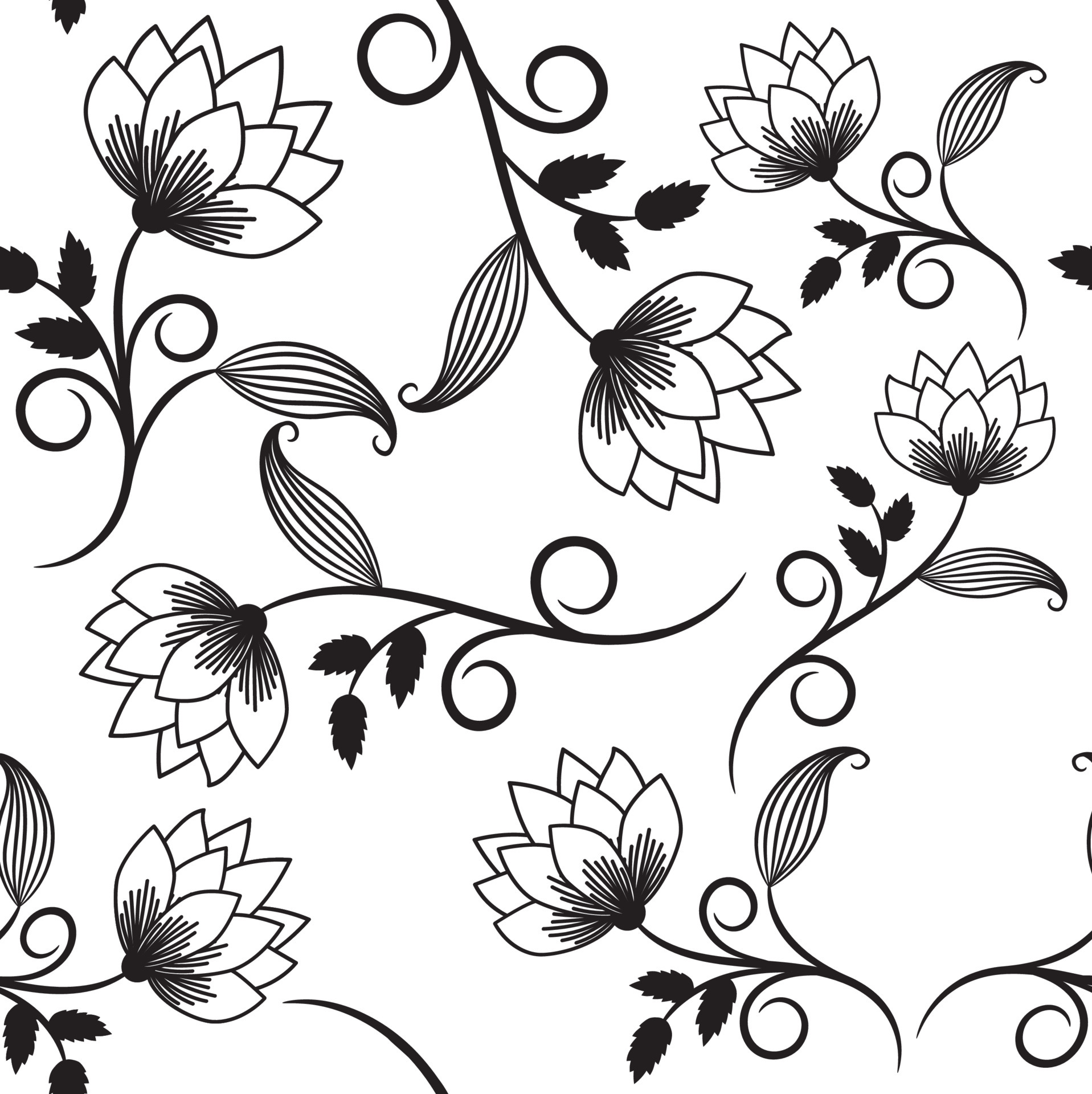Pattern Floral black and white 4753168 Vector Art at Vecteezy