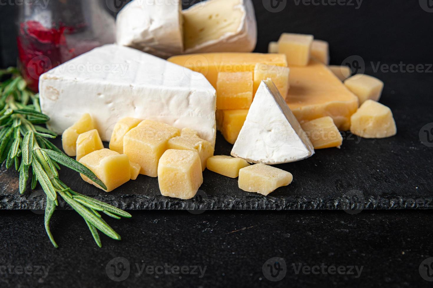 cheese assortment different types antipasto cheeses aperitif photo