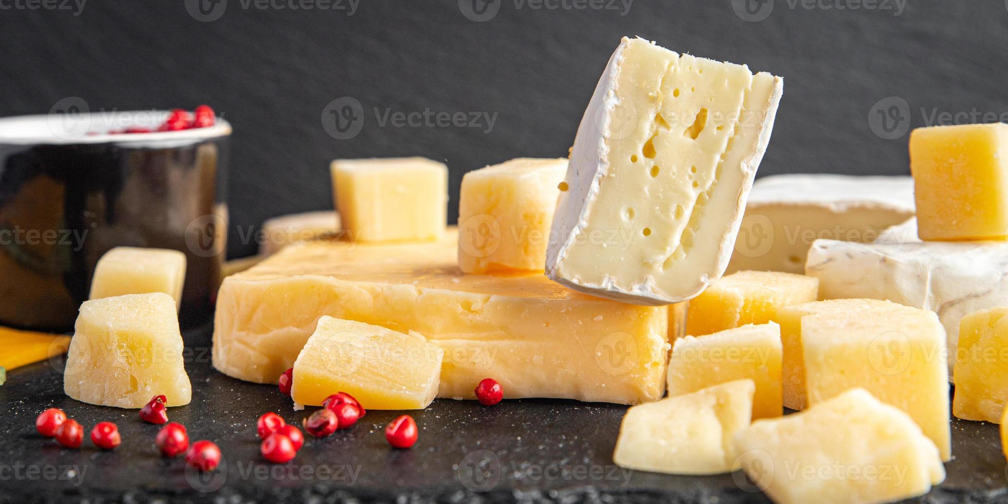 cheese assortment different types antipasto cheeses aperitif photo