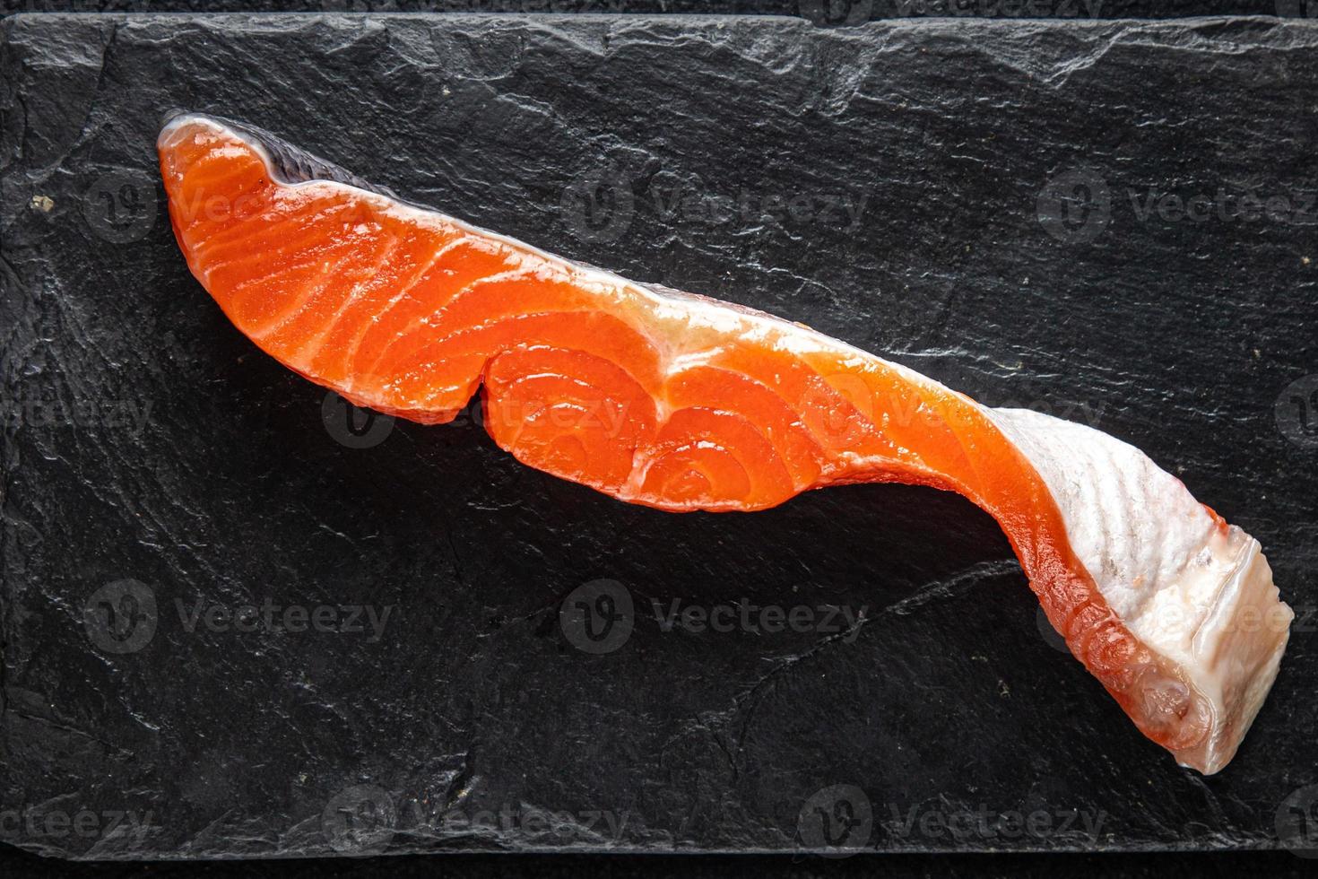 salmon slice piece fish raw food red slice seafood photo
