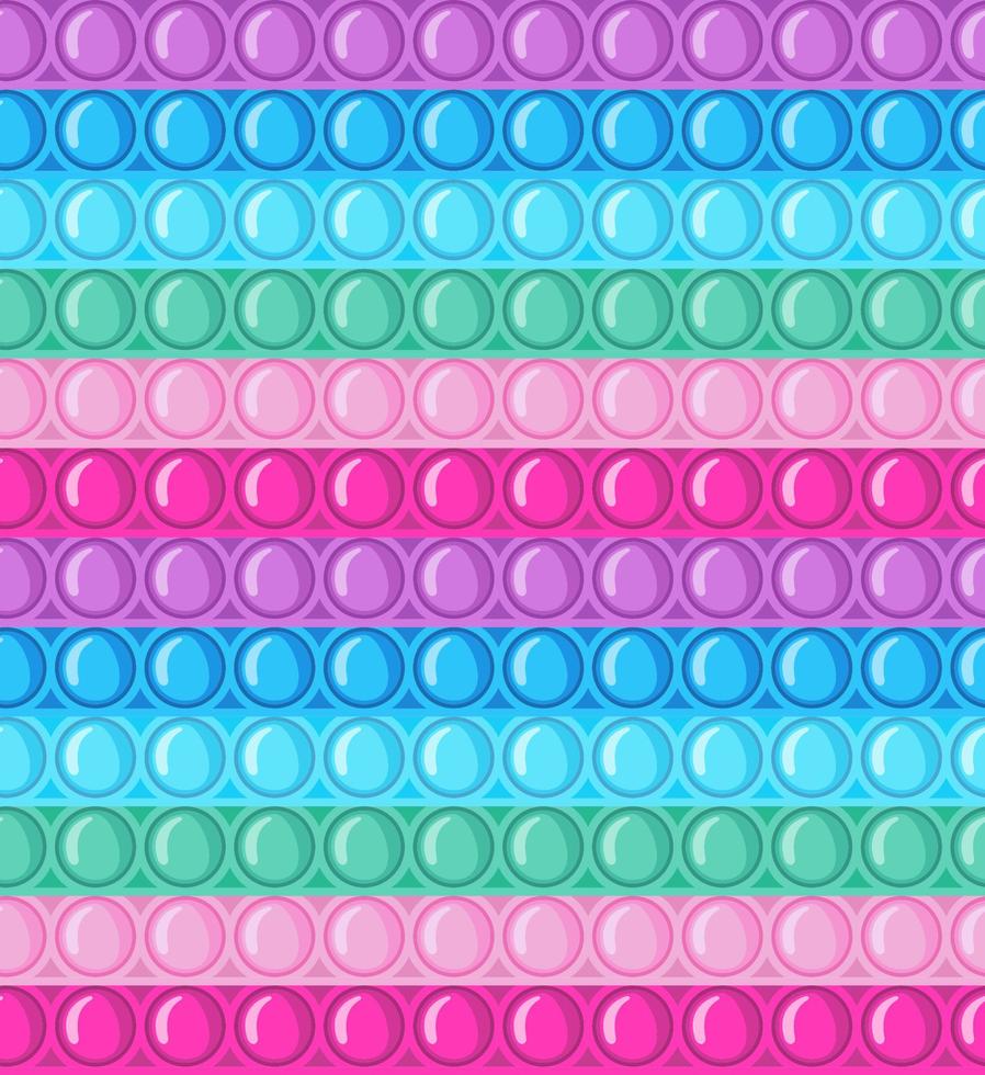 Pop it fidget seamless pattern in flat style. Antistress sensory toy popit endless texture. Hand toy for kids with push bubbles background. Vector illustration.