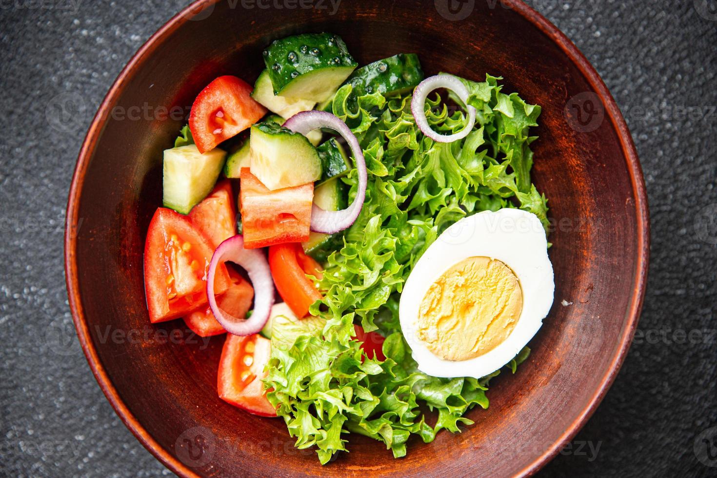 vegetables salad with egg healthy meal diet snack photo