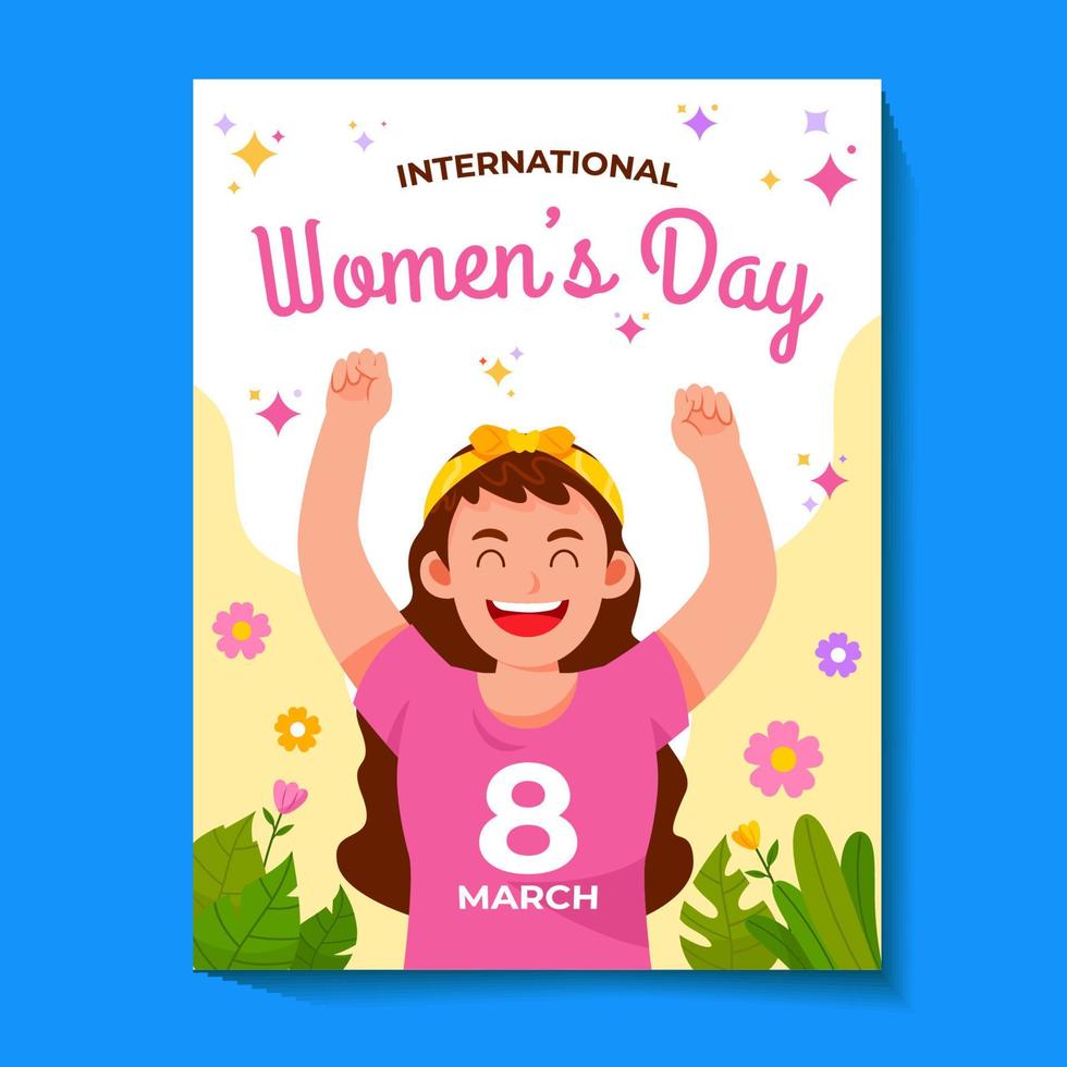 Happy Girl Celebrating International Women's Day vector