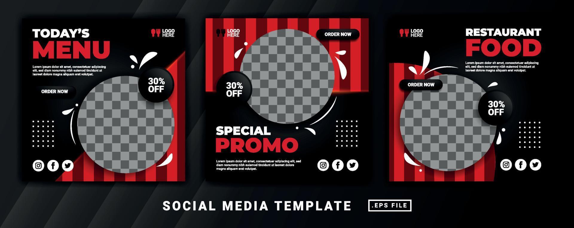 Flyer or social media post template. Restaurant social media post template vector