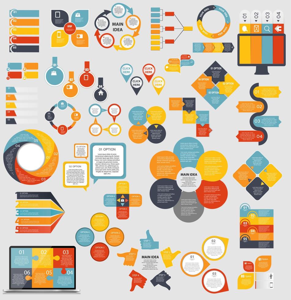 Mega Collection of Flat Infographic Templates for Business Vecto vector