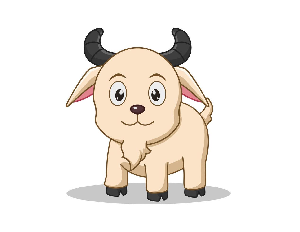 Vector illustration of Cute Goat cartoon standing isolated on white background