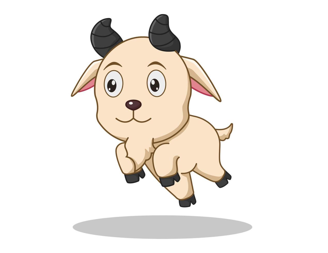 Vector illustration of Cute goat cartoon jumping isolated on white background