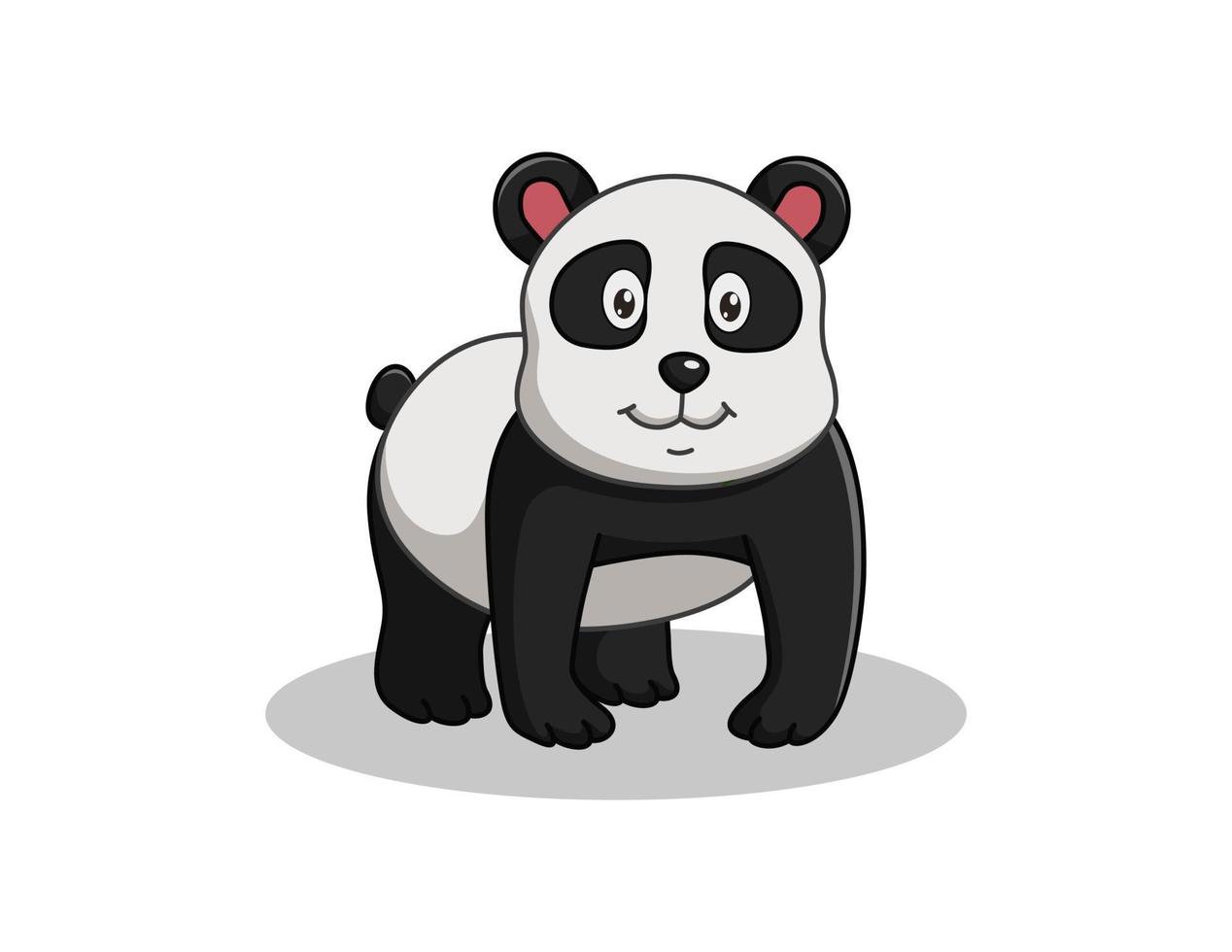 Ilustración vectorial de dibujos animados lindo bebé panda aislado sobre fondo blanco vector