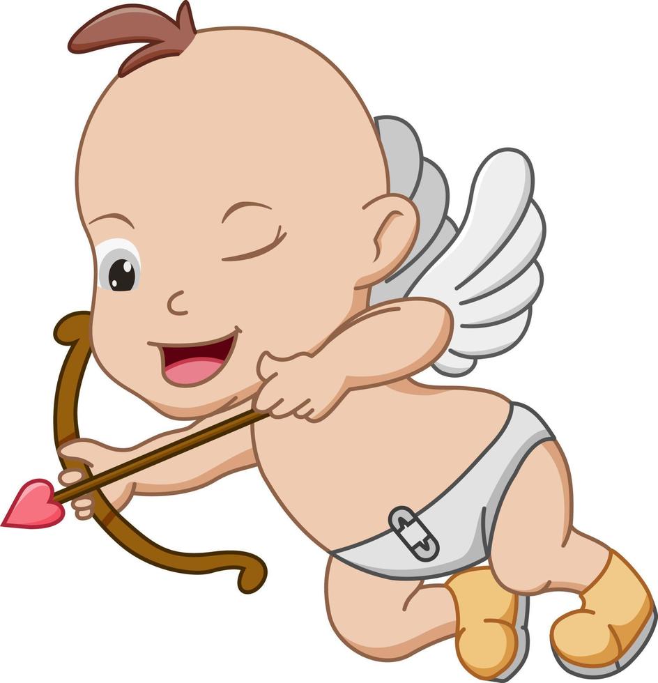 Funny little cupid holding arrow vector