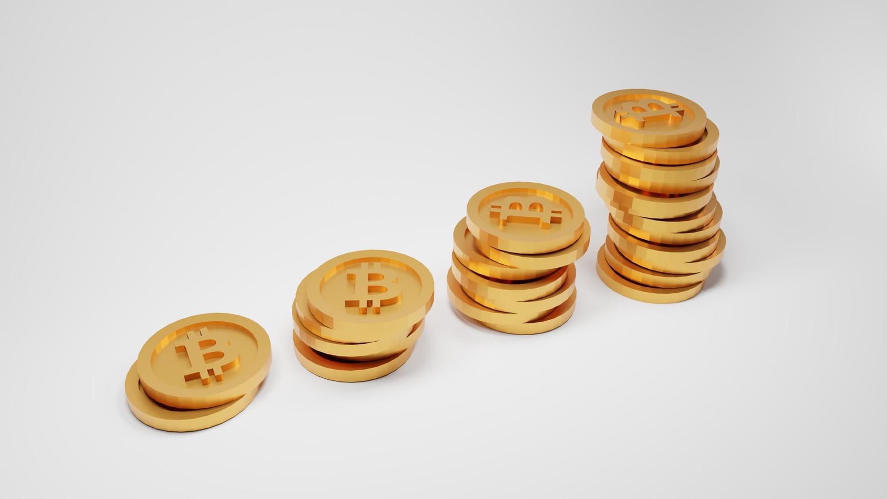 3d rendering stacks gold bitcoins photo