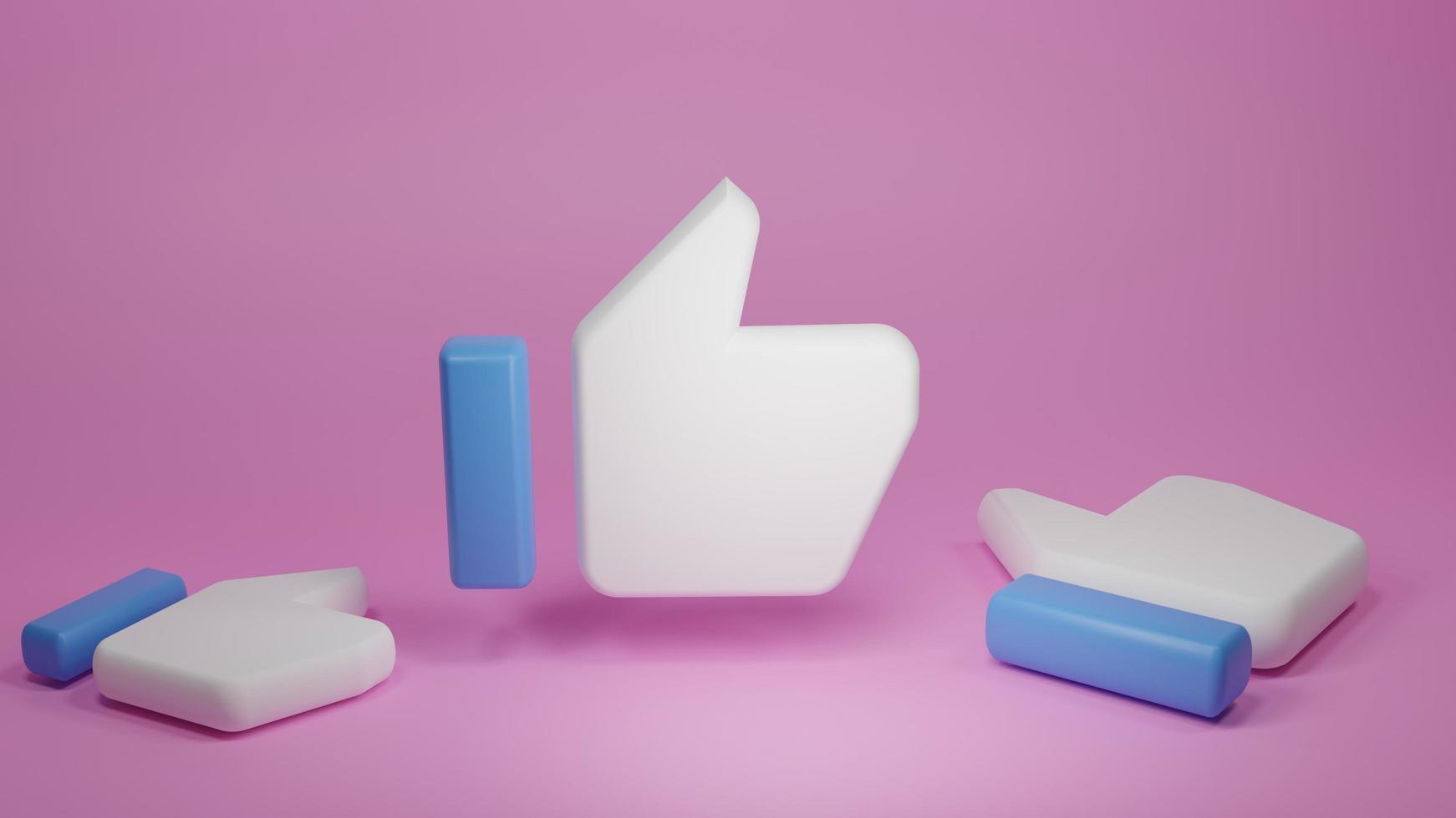 pulgar 3d renderizado me gusta el icono en las redes sociales, el fondo y el fondo de pantalla foto