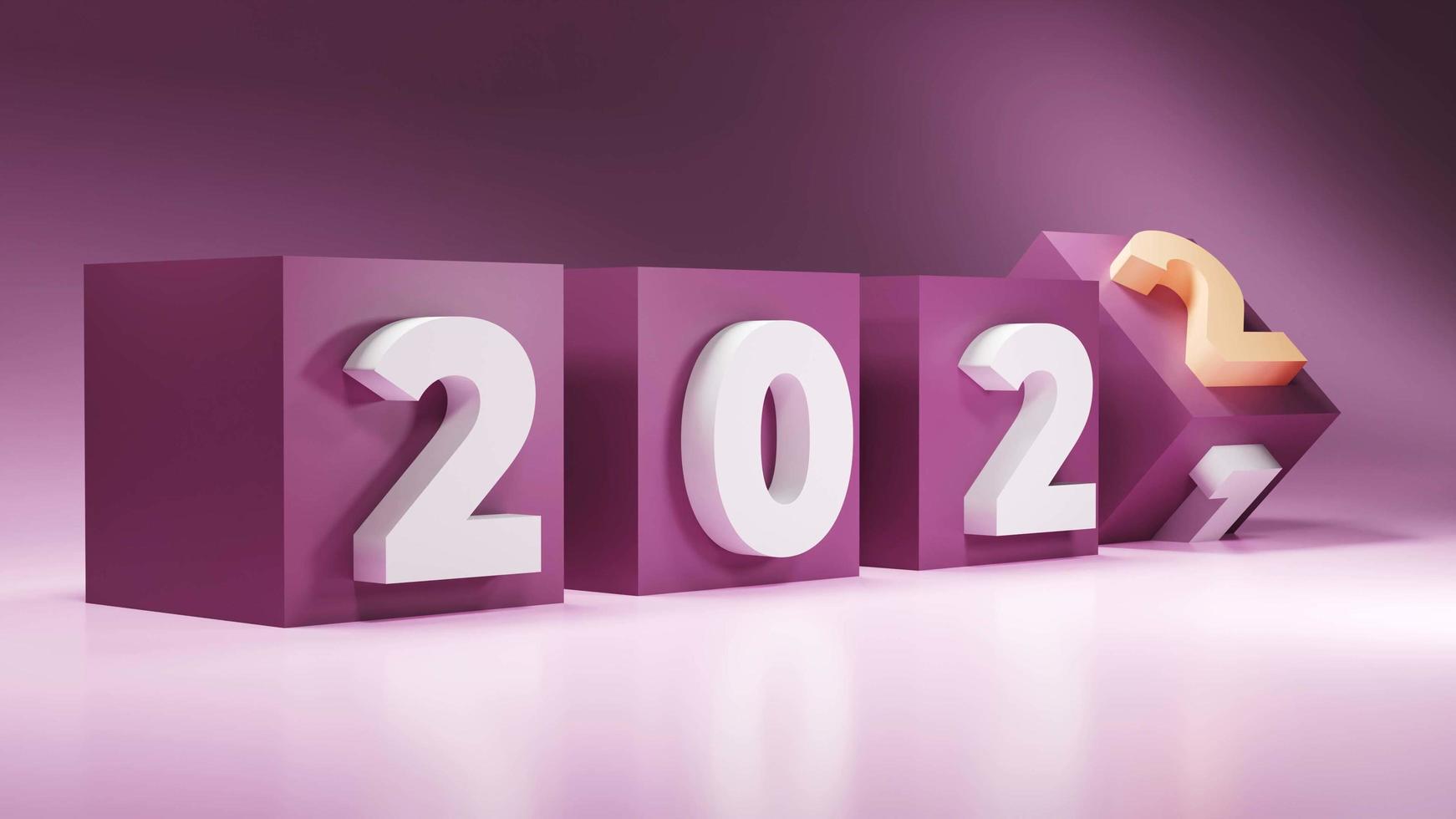 3d rendering year countdown from 2021 to 2022, happy new year 2022, welcome 2022 background and wallpaper illustration photo