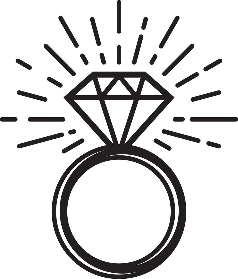 anillo de diamantes estilo plano vector