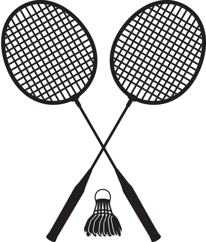 raquetas de bádminton y volante de pelota vector