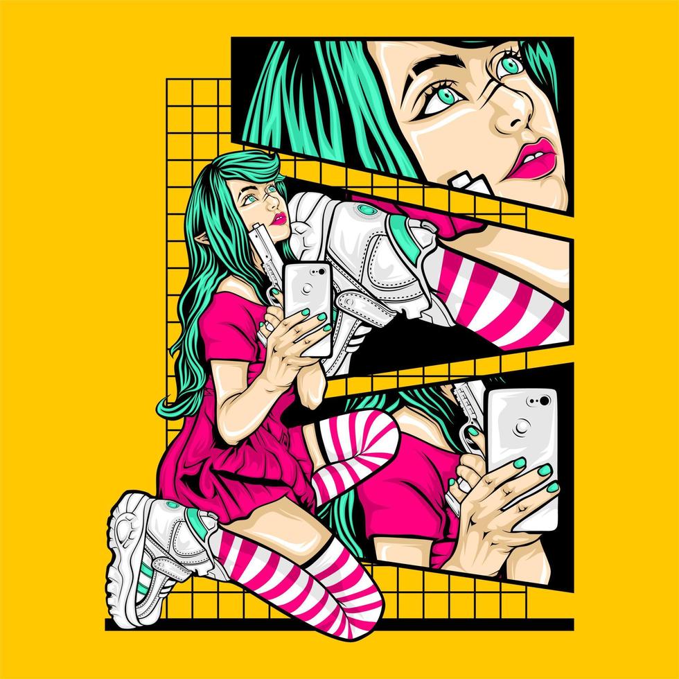 gorgeous selfie girl vector