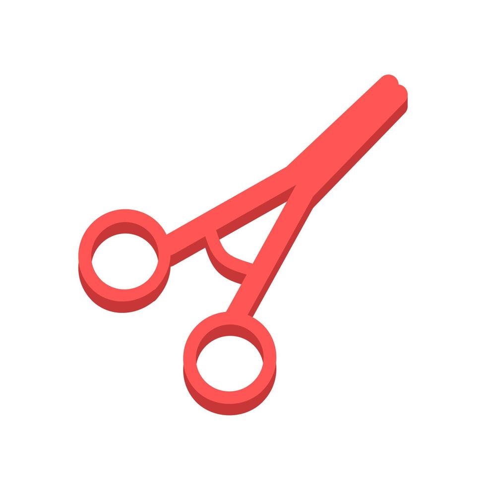 Professional medical scissor. Surgical instrument, medical clamp, hairstyle scissor icon. Medical equipment. 3d isometric scissor icon vector illustration.