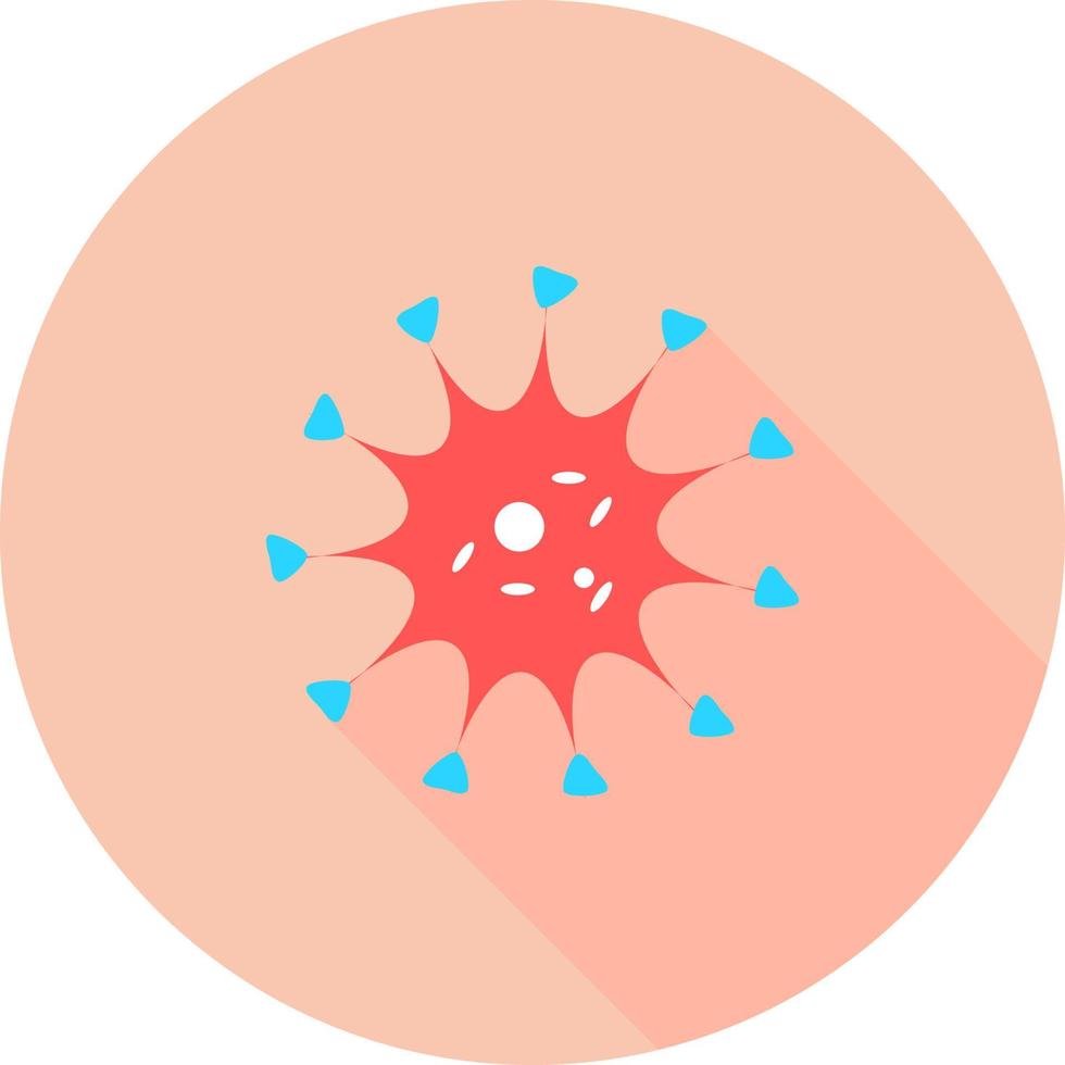 corona virus en icono de círculo con largas sombras. bacterias, microbios y virus signo y símbolo en salud de diseño plano con elemento para concepto móvil y aplicaciones web. vector