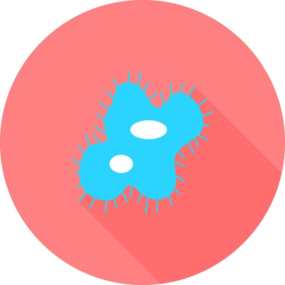 corona virus en icono de círculo con largas sombras. bacterias, microbios y virus signo y símbolo en salud de diseño plano con elemento para concepto móvil y aplicaciones web. vector