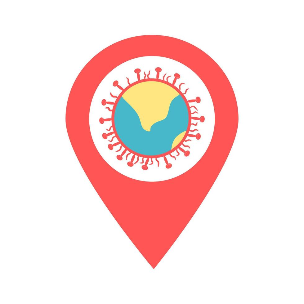 Coronavirus location map pin pointer icon. Element of map point for mobile concept and web apps. Icon for website design and app development. Premium corona virus location in the world icon sign. vector