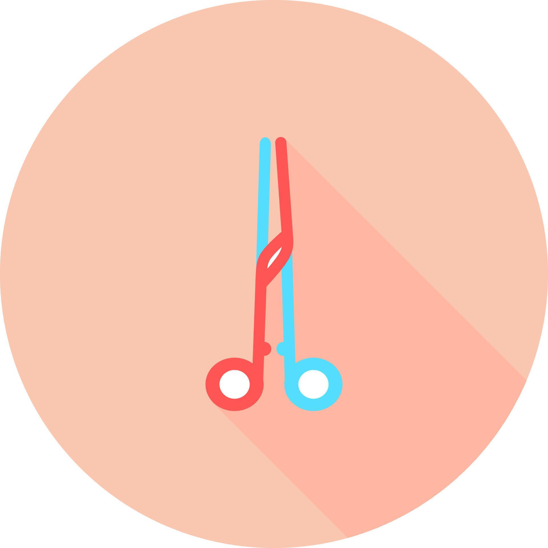 Professional medical scissor in circle icon with long shadows. Surgical