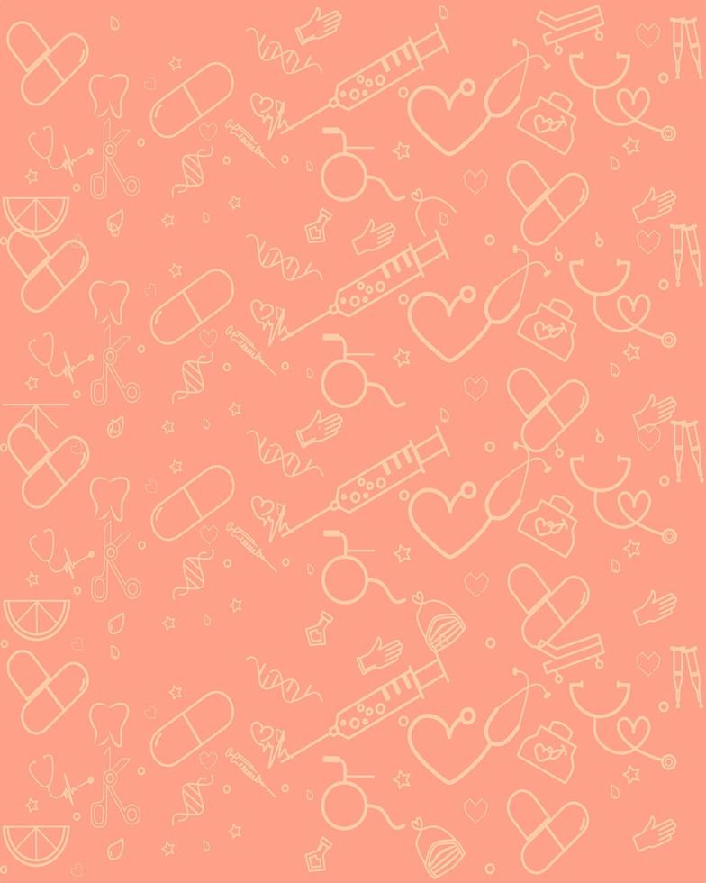 Medical health care line icons background template. Medical icons symbols in dark pattern. Modern vector illustration of laboratory equipment for web page template, print media, banner.