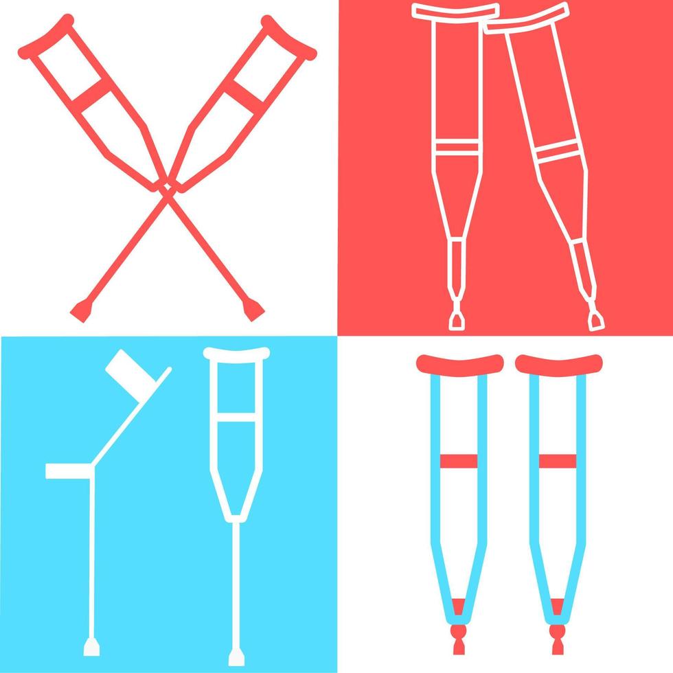 Set of crutches. Axillary crutch line black icon. Medical tool for people with disabilities and help after injury. Sign for web page, mobile app, button, logo. Vector isolated button. Editable stroke.