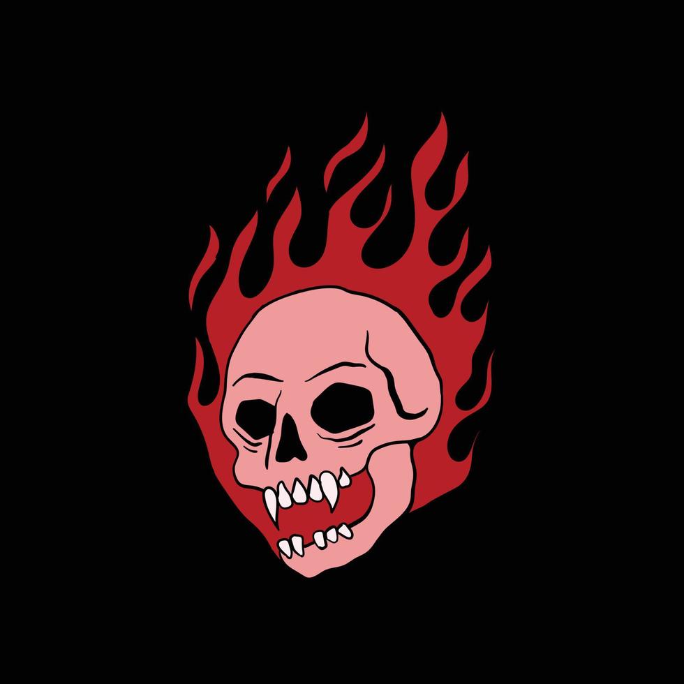 Ilustración de fuego de calavera impresa en camisetas, sudaderas y recuerdos vector vector premium