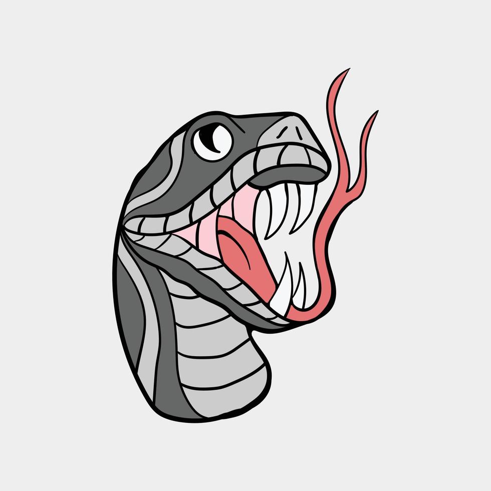 Ilustración de serpiente en blanco y negro impresa en camisetas, sudaderas y recuerdos vector premium