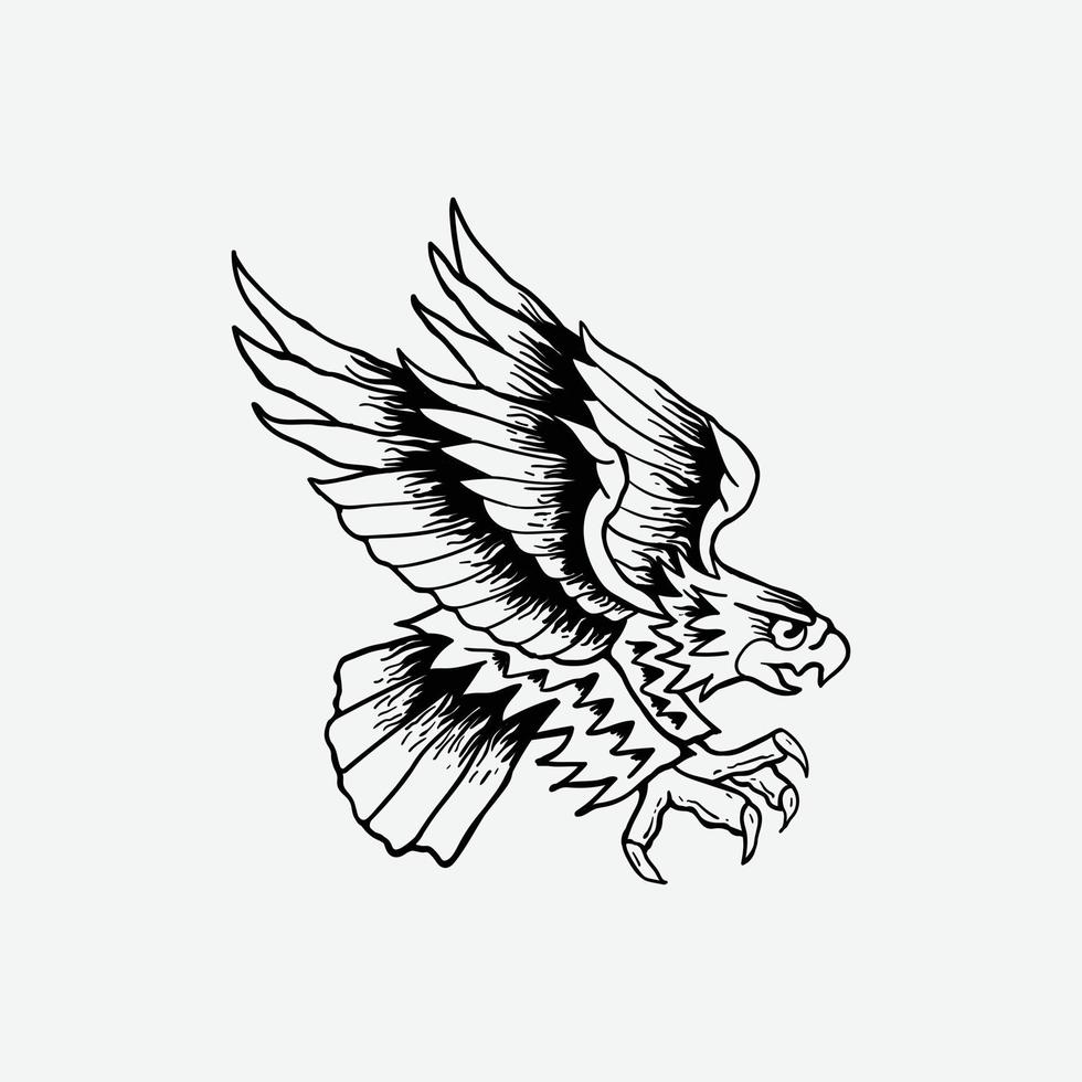 Ilustración de águila impresa en camisetas, sudaderas y souvenirs vector vector premium