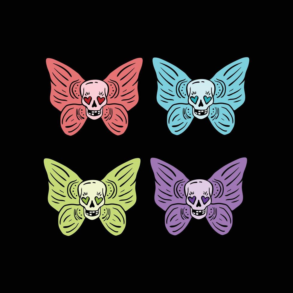 Ilustración de la mariposa del cráneo imprimir en camisetas, sudaderas y souvenirs vector vector premium