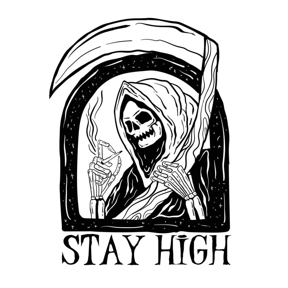 skull stay high illustration print on tshirts sweatshirts and souvenirs vector Premium Vector