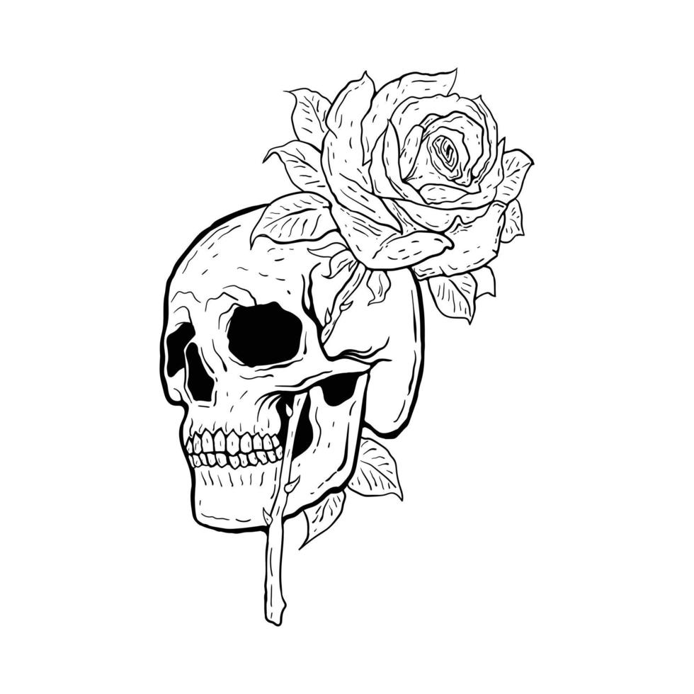 Ilustración de flor de amor de calavera imprimir en camisetas sudaderas y recuerdos vector vector premium