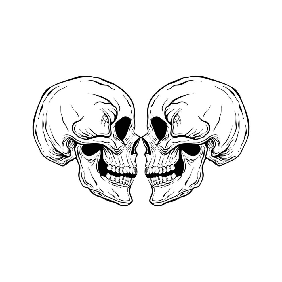 skull couple illustration print on tshirts sweatshirts and souvenirs vector Premium Vector