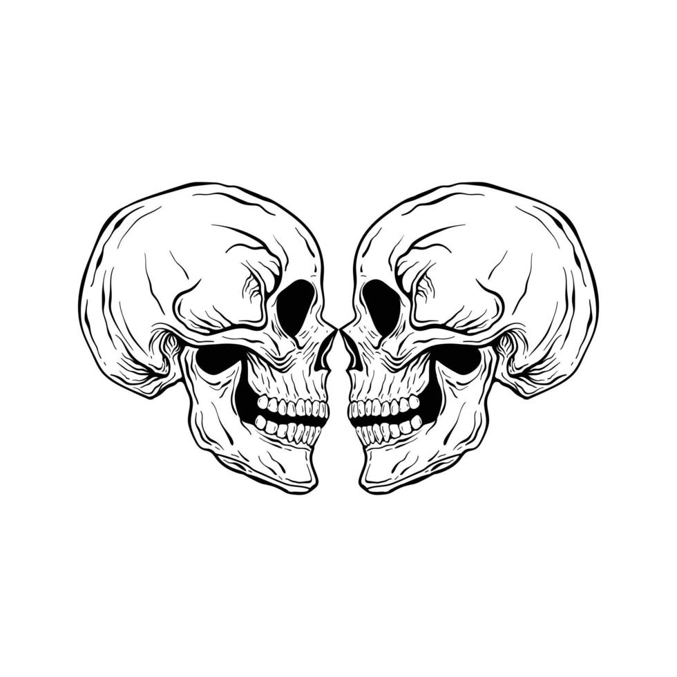 Ilustración de pareja de calavera imprimir en camisetas, sudaderas y recuerdos vector vector premium