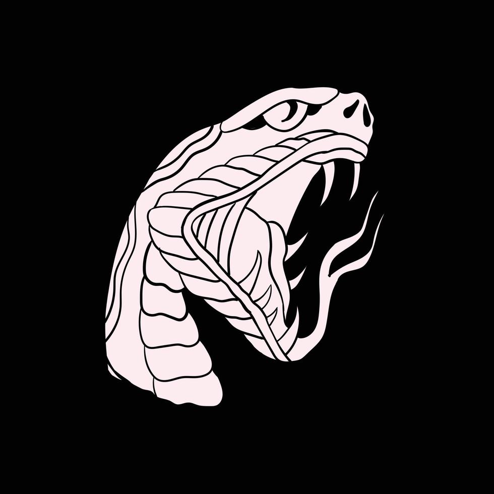 Ilustración de serpiente en blanco y negro impresa en camisetas, sudaderas y recuerdos vector premium