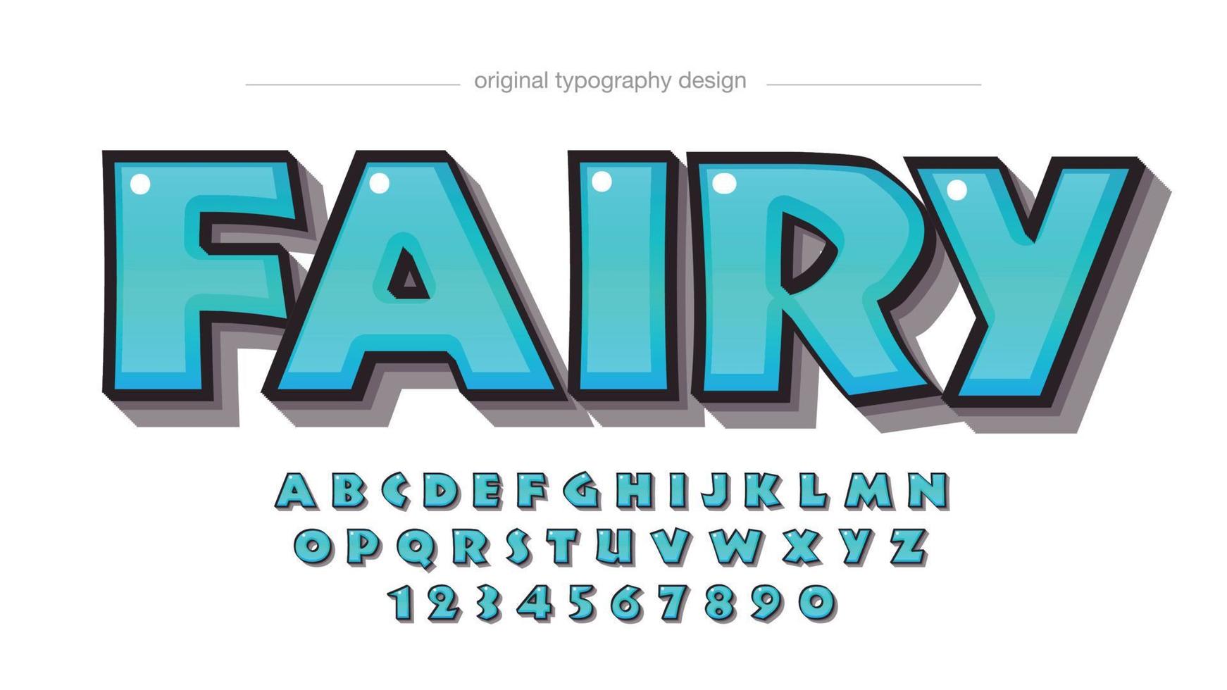 light blue cartoon glossy font vector